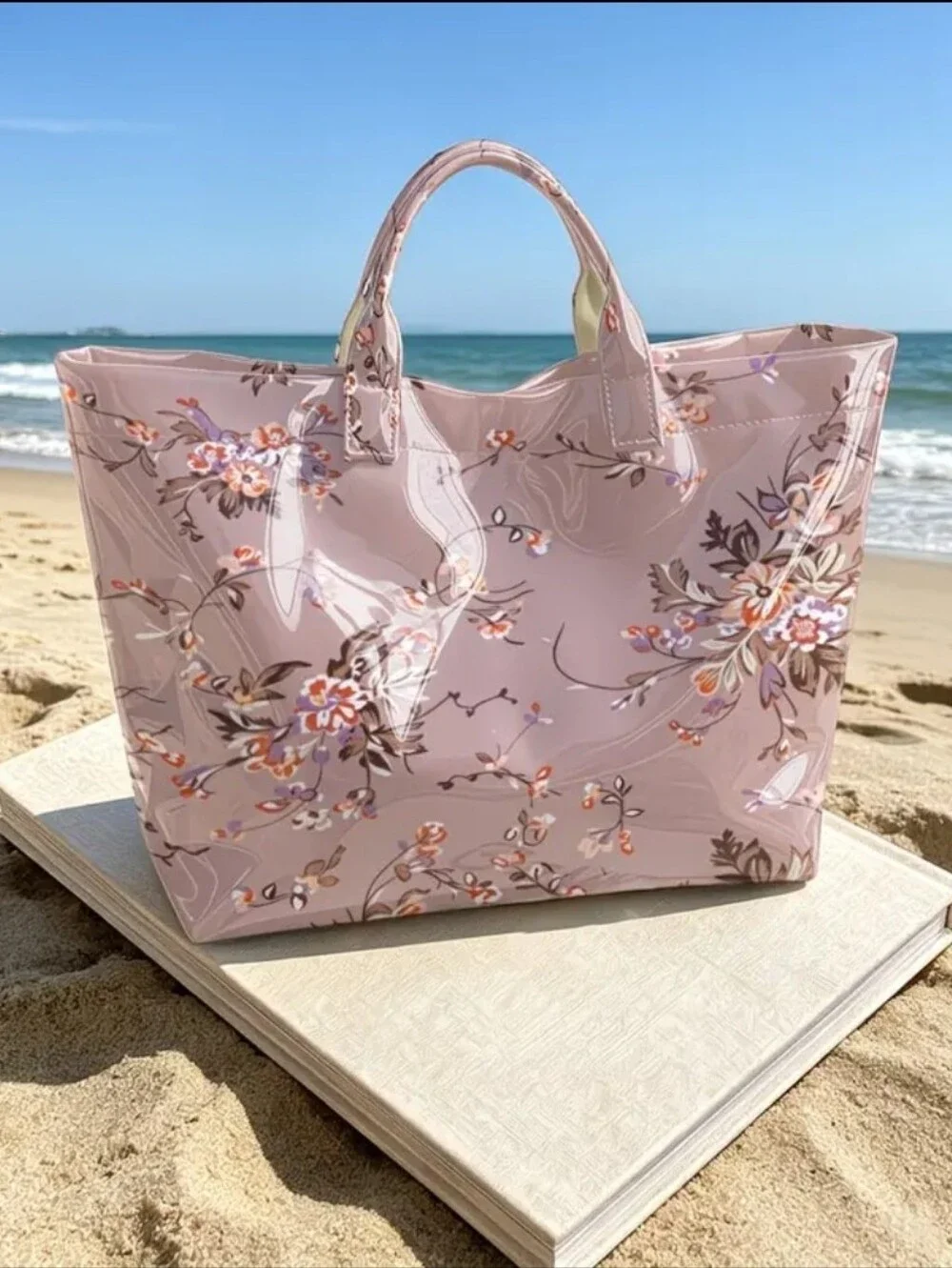 Wimen Elegant PVC Bag Floral Daily Commute Tote Hand Bag